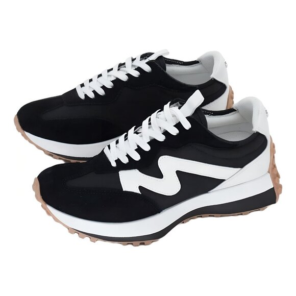 Steve Madden Campo Retro Lace-Up Jogger Sneakers Black Multi 9M - Picture 2 of 6